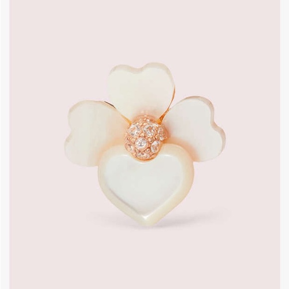 NWT Kate Spade Precious Pansy Pearl Flower Floral White & Gold Stud Earrings - Picture 5 of 10